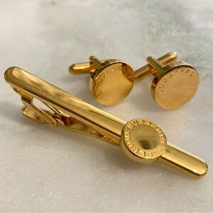 Burberry Cuff Links + Tie Clip Set